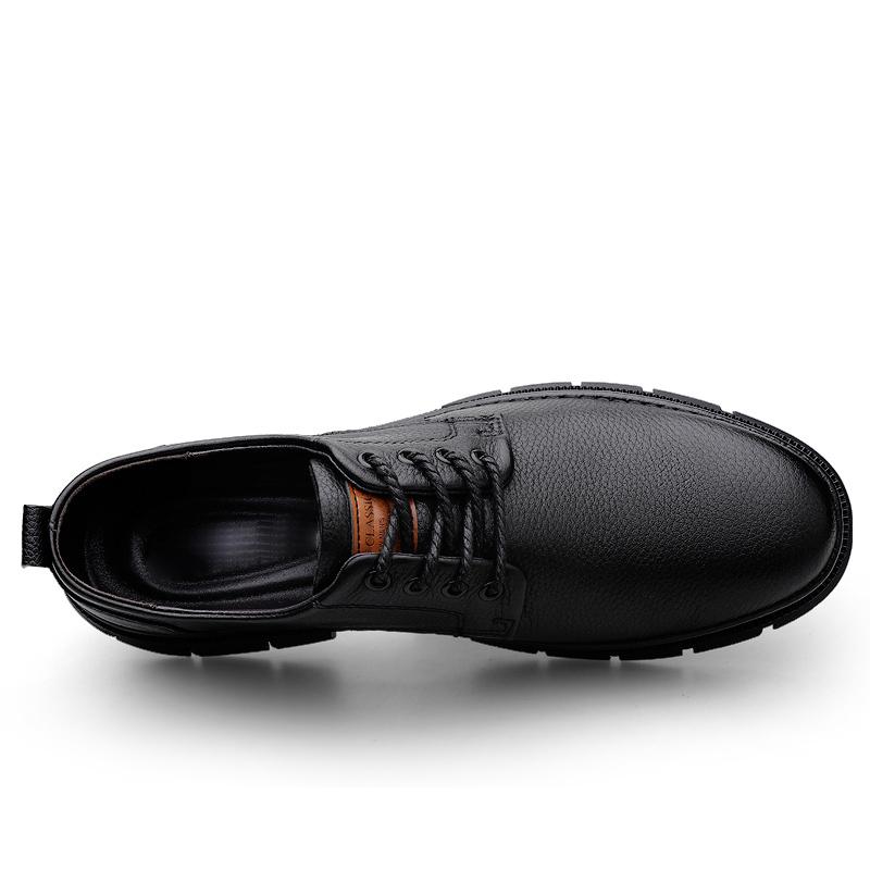 Cow Leather Autumn Platform Shoes for Men Fashion Casual New Designer Derby Shoes Male Low Top Work Ankle Boots Men