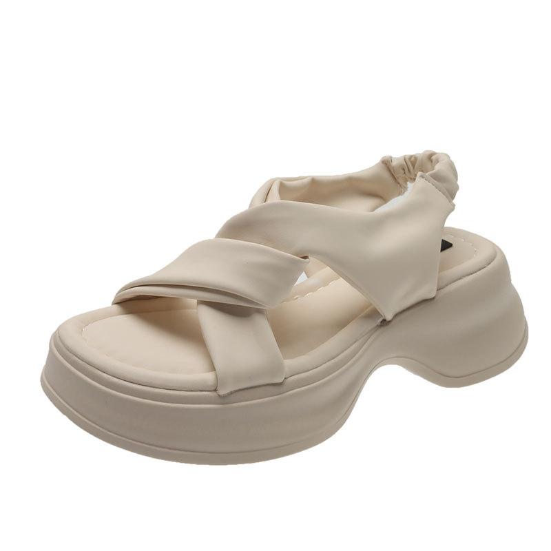 Sandals women's summer new muffin platform casual beach shoes high-end French with skirt Roman shoes