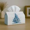 1pc Party Tissue Box, Winter Minimalist Tree Design, Versatile Tissue Holder, Snow Blue Serenity, Outdoor Event Supplies, Daily Desktop Tissue Organiz