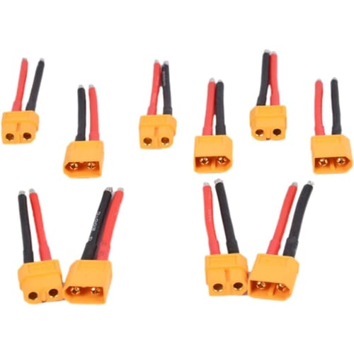 GTIWUNG 5 Pairs XT60 Connectors, XT-60 Male and Female Connectors, XT60 Male and Female Bullet Connector Plugs for RC LiPo Battery (10CM 12AWG Silicon