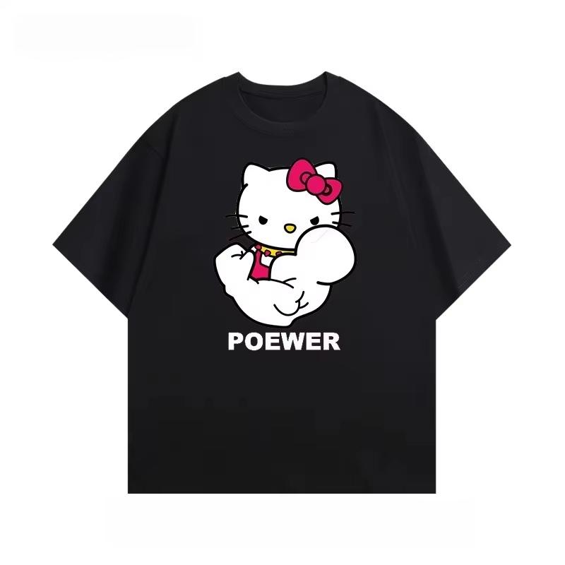

2026 Kuromi Sanrio Printed Cotton TShirt Summer Cartoon Design Childrens Roundneck Fashion LooseFitting Casual Wear S