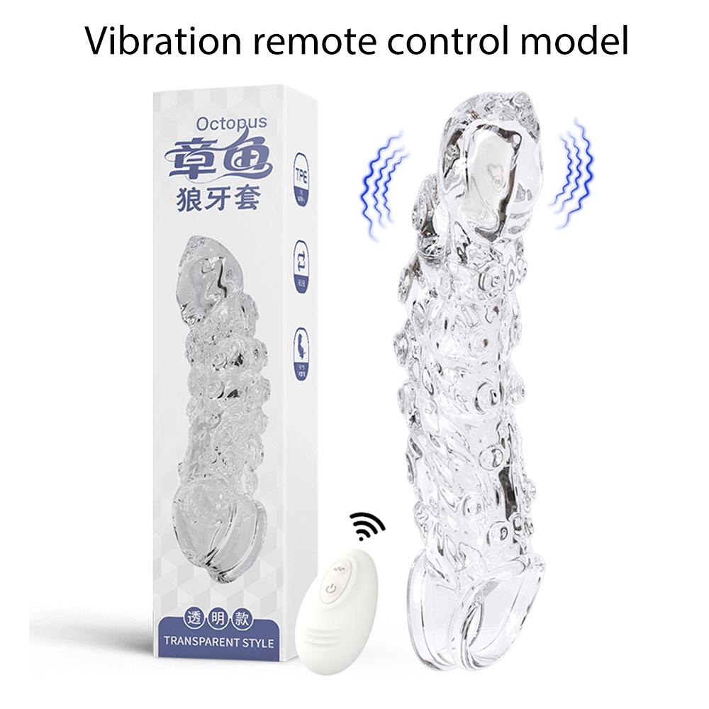Penis Vibrator For Men Penis Enlargement Sleeve Delay Ejaculation Cock Ring Reusable Condom Penis Extender Adult Sex Toy For Men