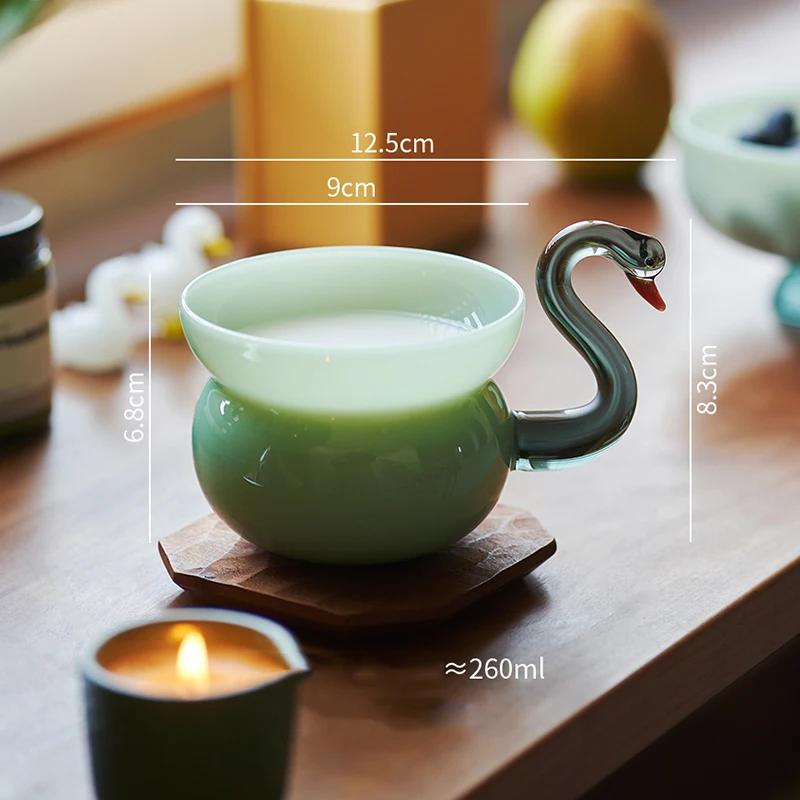 Fashionable Creative Glass Coffee Cups Household Breakfast Milk Cup Light Luxury and Exquisite Kungfu Tea Set Unique Teaware