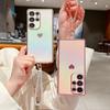 Applicable To Samsung S25ultra Mobile Phone Case Samsung S24 Silk Side Love S23 New Crystal Lanyard