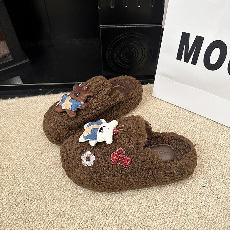 Internet-Berühmtheit Leopardenmuster Baumwollpantoffeln Damen 2025 Herbst und Winter neu Indoor Zuhause Fleece rutschfest Zehentasche flauschige Pantoffeln