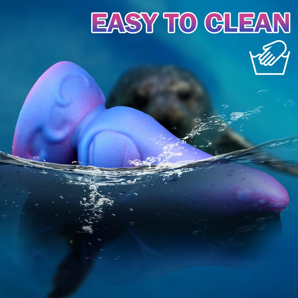 Liquid Silicone Alien Dildo - Realistic Marbled Penis Toy with Anal Plug, Stretching Fantasy Toy for Women & Men, BDSM Adult Sex Toy