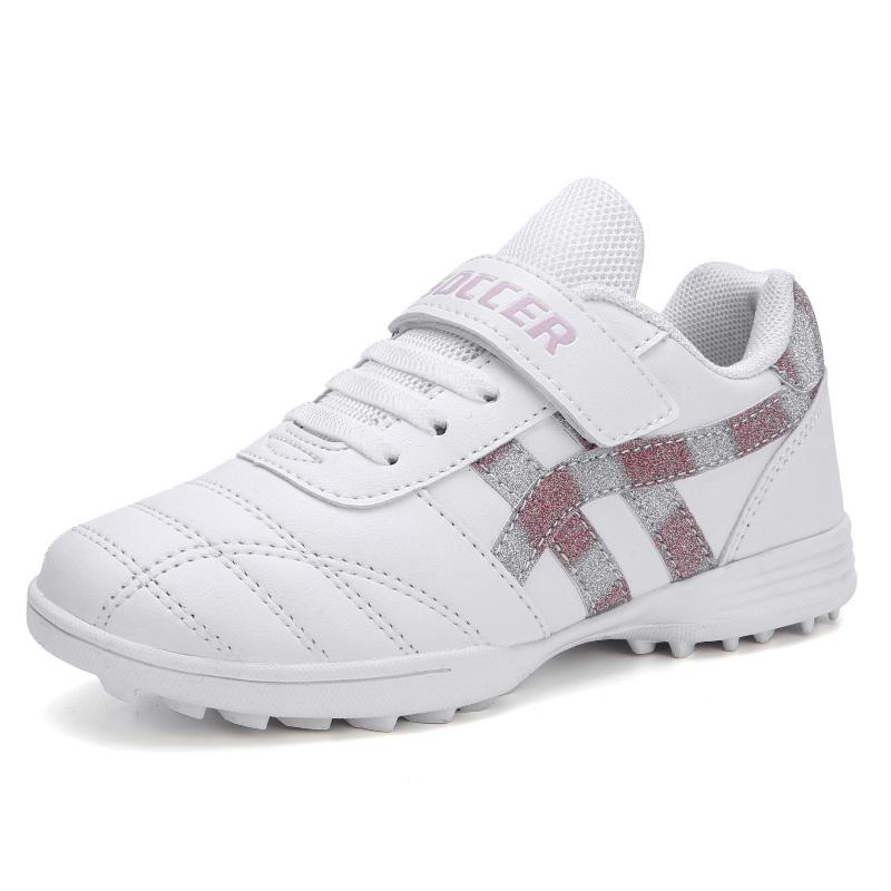 Football Boots Original for Girls Soccer Shoes Kids Children Footwear Youth Baseball Cleats Futsal Turf Velcro Pink Women