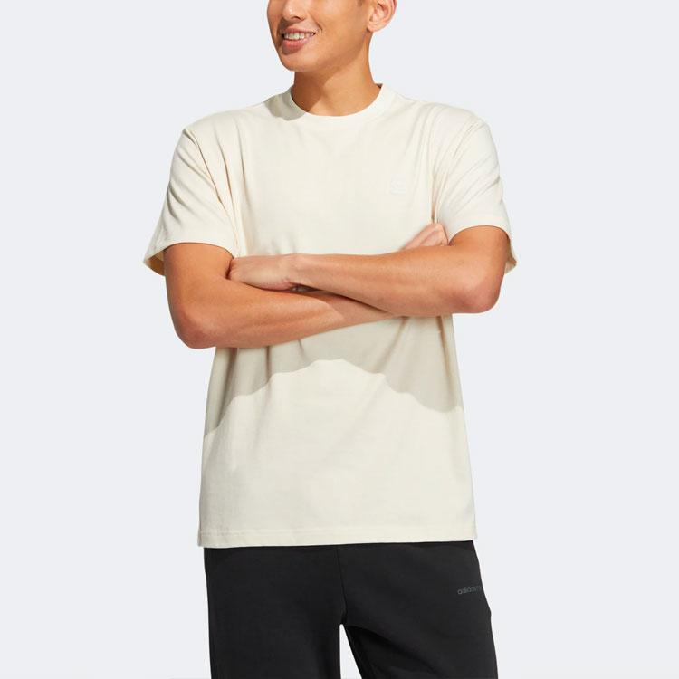 Adidas Neo Solid Color Crew Neck Sports T-Shirt Unisex Tops Beige HS6813