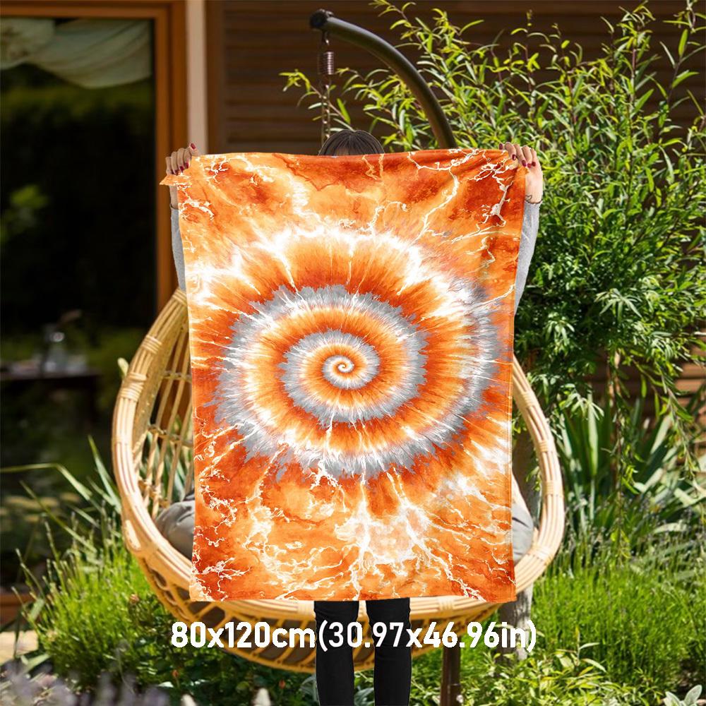 

1pc tie-dye spiral Outdoor Flannel Blanket Soft Warm All-Season Throw for Sofa Bed Car Camping Office, Cozy Gift Idea1278S 80x120cm(31x47inch)