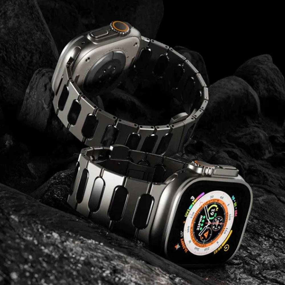 Πολυτελές Βραχιόλι Τιτανίου Για Apple Watch 10 46mm Ultra 2/1 49mm Μεταλλικό Ανδρικό Λουράκι Για iWatch Series 9 8 7 6 5 se 42mm 44mm 45mm Correa