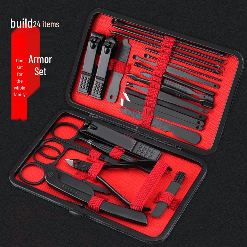 Nail Care Set: Clipper, Scissors, Knife, Ear Pick, File, and Pliers