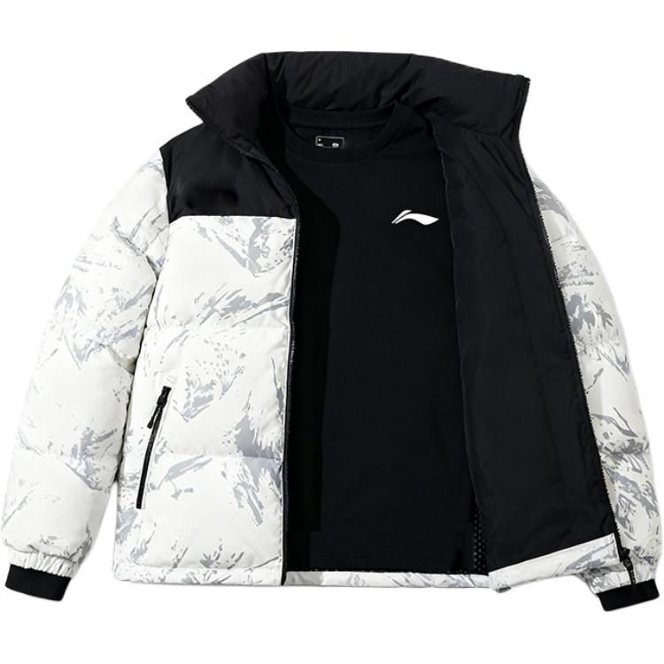Li Ning Down Jackets Unisex White Crew Neck Thickened YYMV213-4+YTLV061-1 M