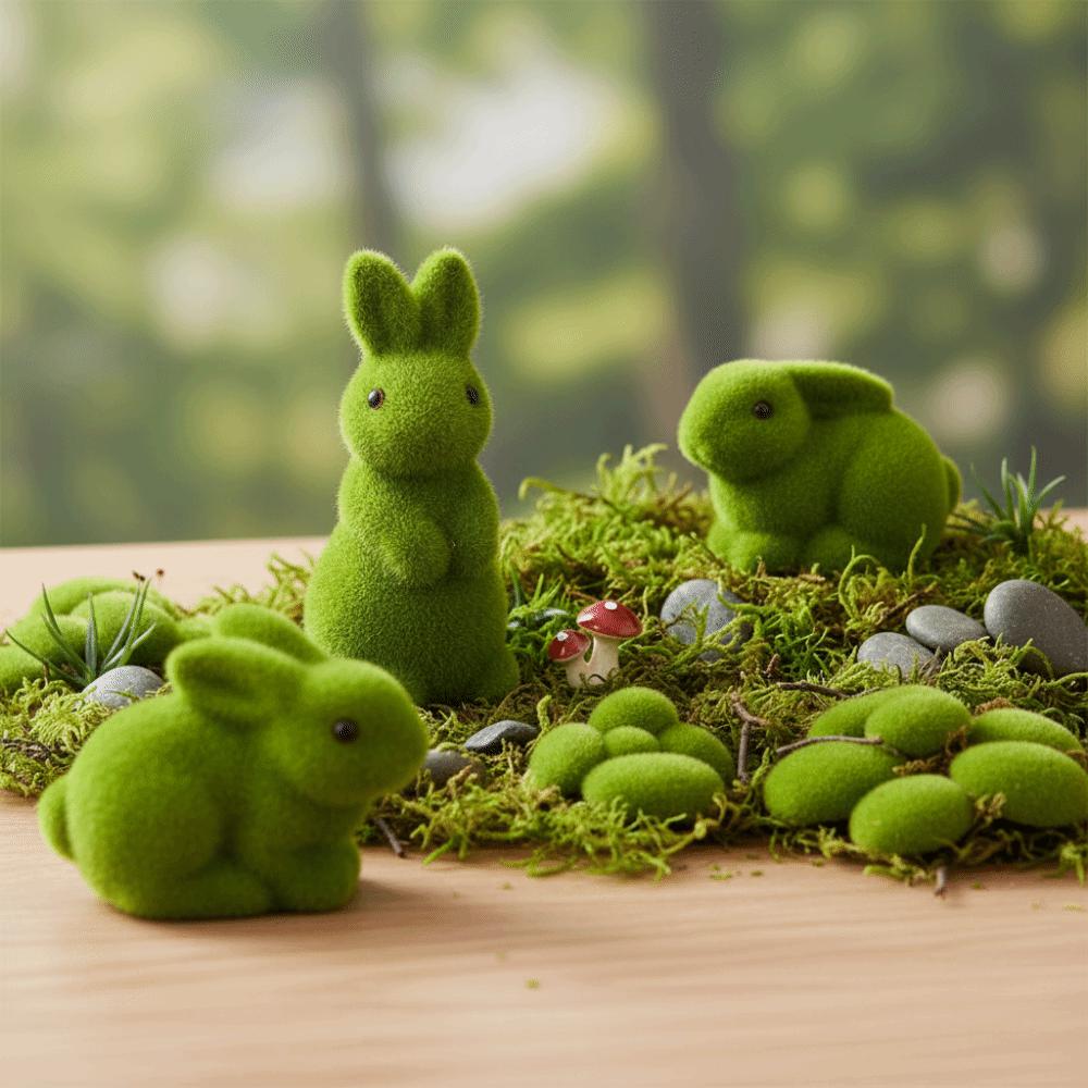 Moss Green Easter Decorations Simulation Moss Easter Bunny Figurines Bunny Figurine Outdoor Patio