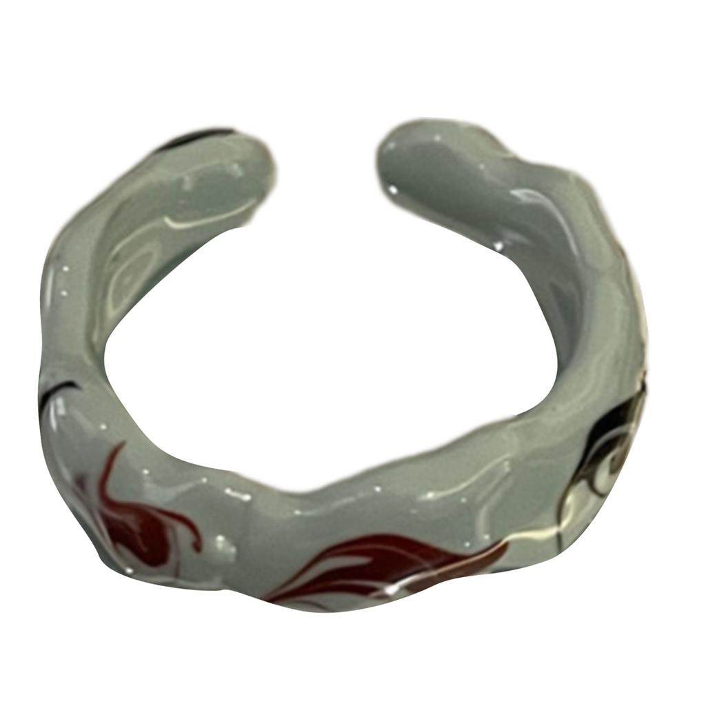 Stilvoller offener Ring mit handbemaltem Tropfenöl und Blattgold Keramik Fingerring Festivalgeschenk für Modebegeisterte