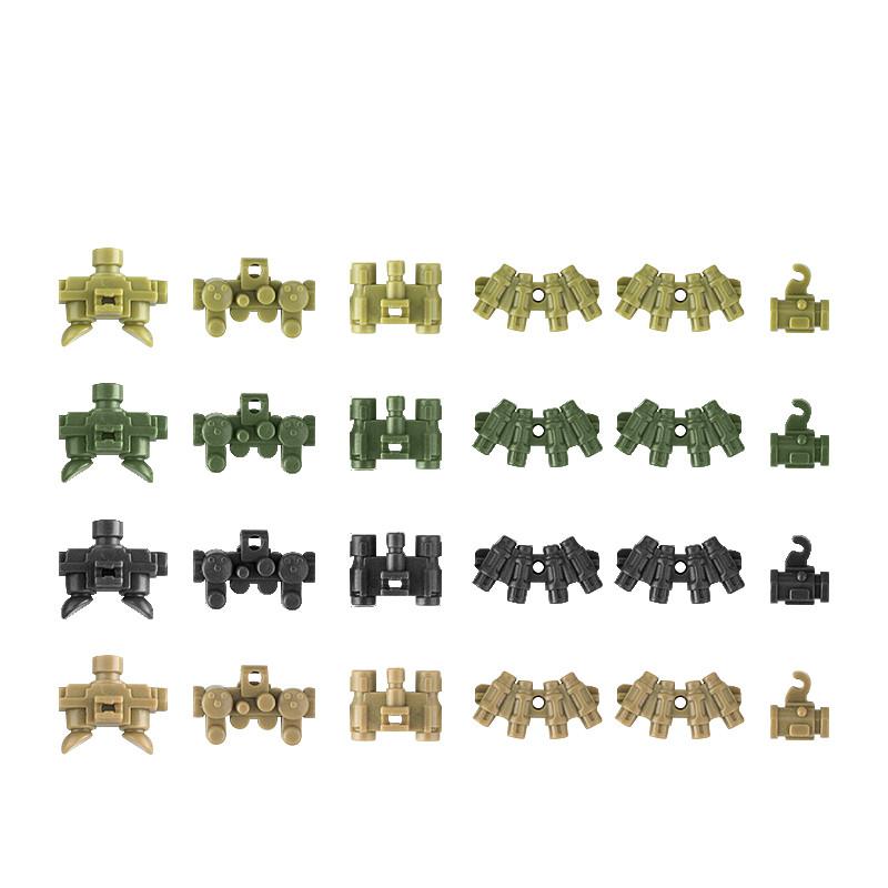 MOC Military Figures Accessories Building Blocks Helmet Night Vision Vest Knee Pads Tactical Belt Protective Mask Toys Kids J068