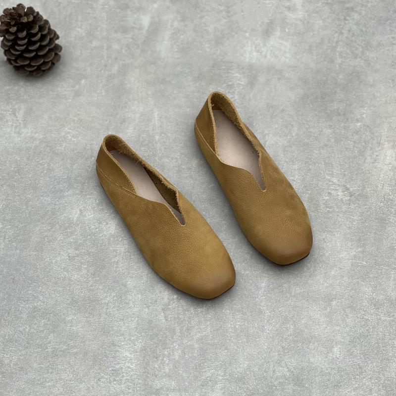 Johnature Handmade Genuine Leather Soft Soled Loafers Casual Soft Cowhide Flat Women's Slip-on Shoes