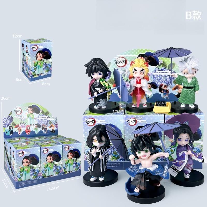 New Hot Plum Rain Season Q Version Figures Umbrella Scene Pvc Collectible Model Toy Gift For Anime Fans For Kids Adults Children's Birthday Gift