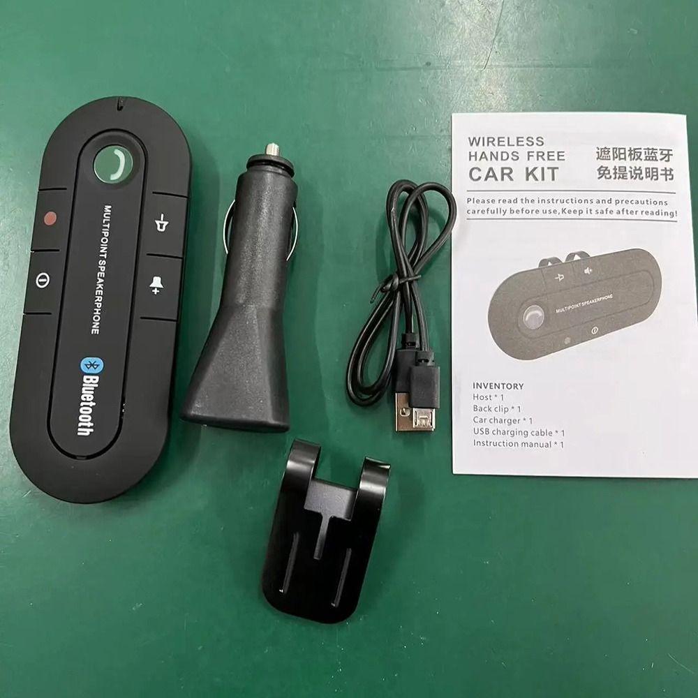 ABS Car Bluetooth Handsfree Phone Kit Micro USB Charging Cable Black MP3 Music Player Clip-on Wireless Speaker Speakerphone Car