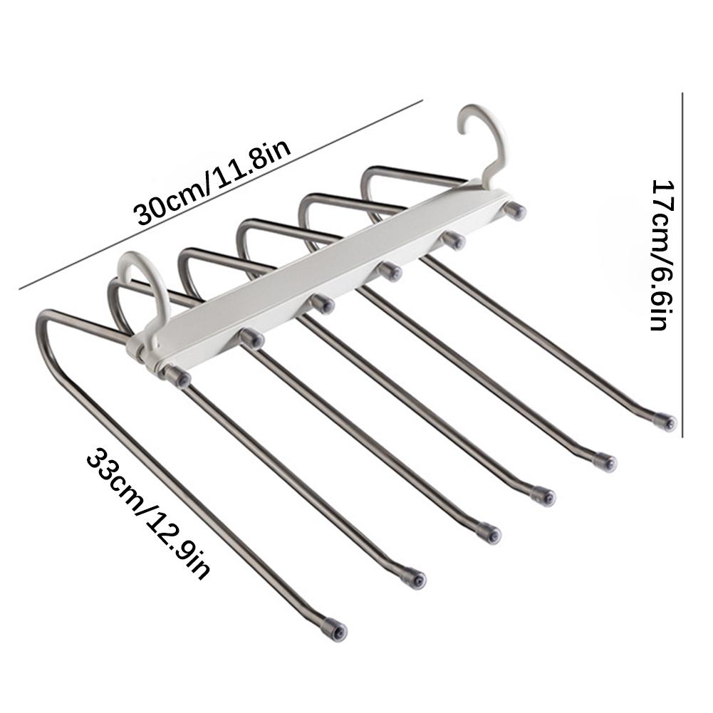 6 In 1 Magic Trouser Hangers Folding Multilayer Pant Scarf Towel Rack Stainless Steel Non-Slip Clothes Hanger Closet Organizer
