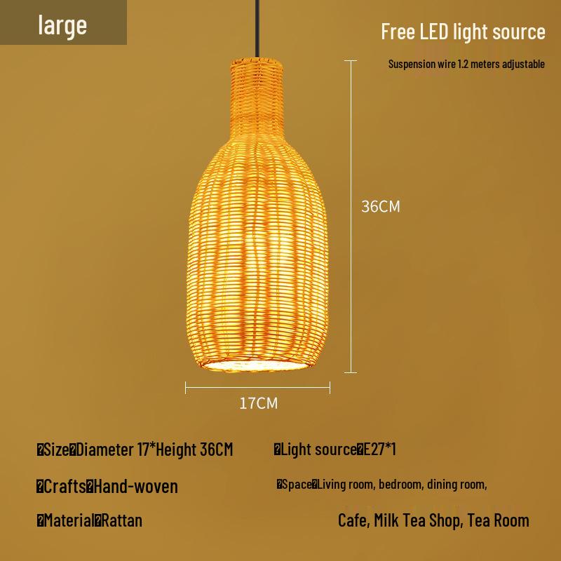 Zen Bamboo Pendant Lamp: Rattan Woven Japanese Tea Room Light