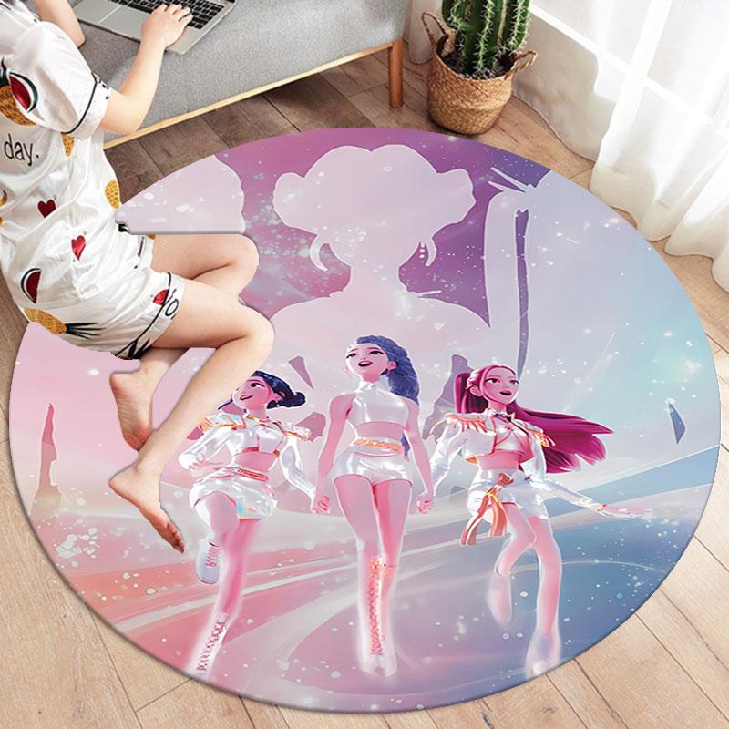 Kpopdemonhunters Runder Teppich, Teppich für Wohnzimmer, Schlafzimmer, Sofa, Spielzimmer Dekor, Rutschfeste Fußmatte