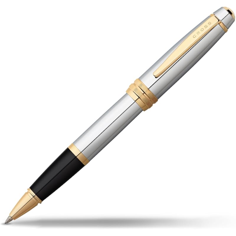 Cross Bailey Refillable Gel Ink Rollerball Pen, Medium Rollerball, Includes Premium Gift Box - Medalist Chrome