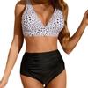 Cross-Border 2025 Leopard Print V-Neck High-Waisted Bikini Swimsuit for Women