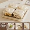 Wood Grain Snack Storage Box with Tray & Lid 2/4 Jars Coffee Table Dessert Plate Square Dustproof Nuts Candy Fruits Organizer