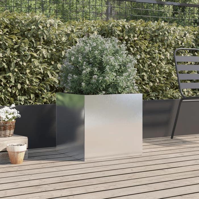VidaXL Jardinière, Lit Surélevé, Bac à Fleurs, Pot de Plantes, Boîte à Fleurs Jardin Patio Terrasse, Argenté 49x47x46 cm 841567