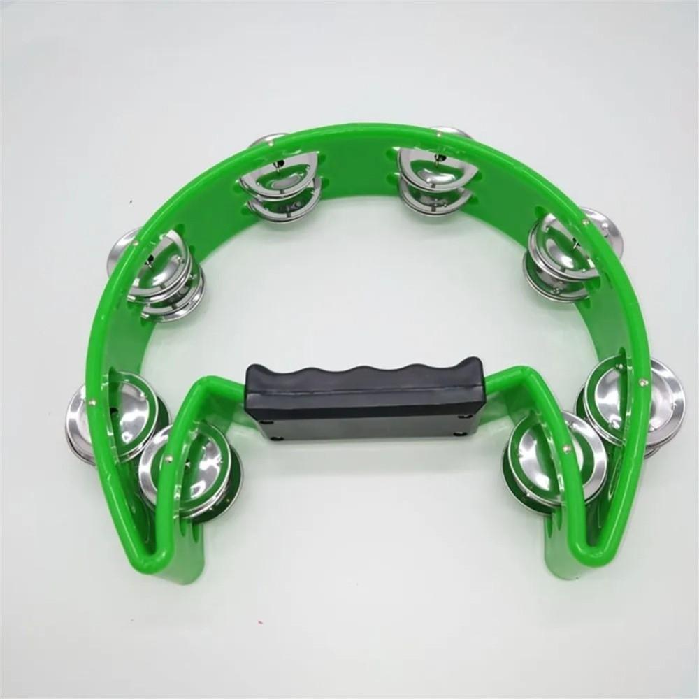 Portable Handheld Jingle Bells Professional Orff Tambourine Hand Bell Half Moon Handbell  Kids