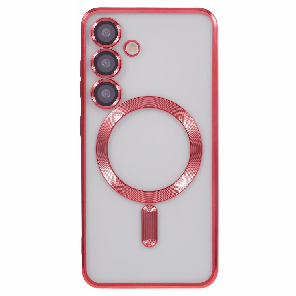 For Samsung Galaxy S25 Magnetic Case Electroplated TPU Phone Cover with Lens Film