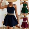 New Women Summer Square Neck Sleeveless Casual Vacation Cami Waist Cinched Romper