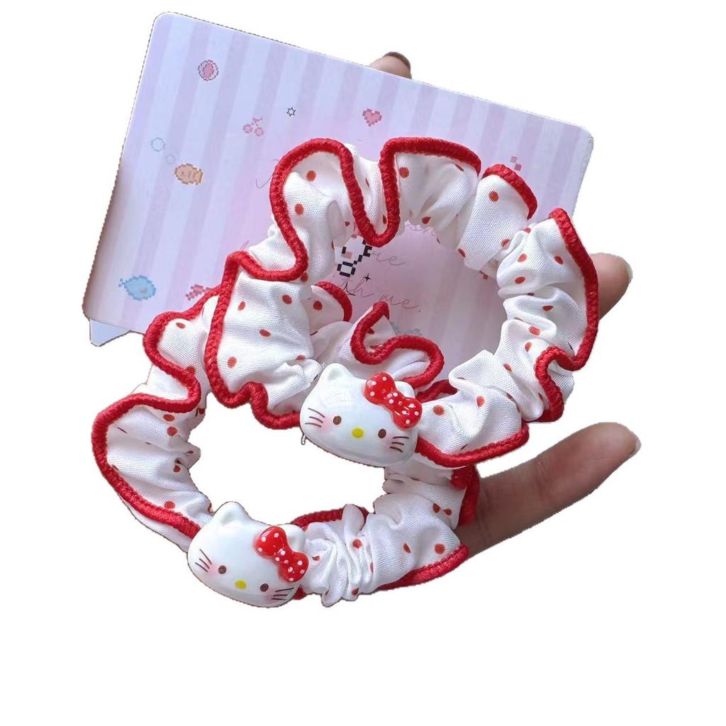 KT Roter Rand Hohe Elastizität Haargummi Scrunchie für Mädchen