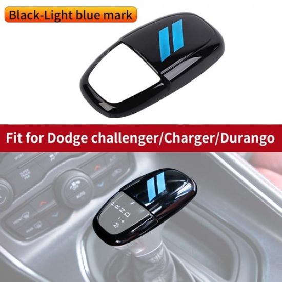 Gear Shifter Control Knob Cover for Challenger Charger 2015+ Black & Light Blue