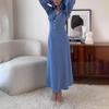 2025 Summer European & American Square Neck Sexy Deep V Slimming Long Sleeve Evening Dress