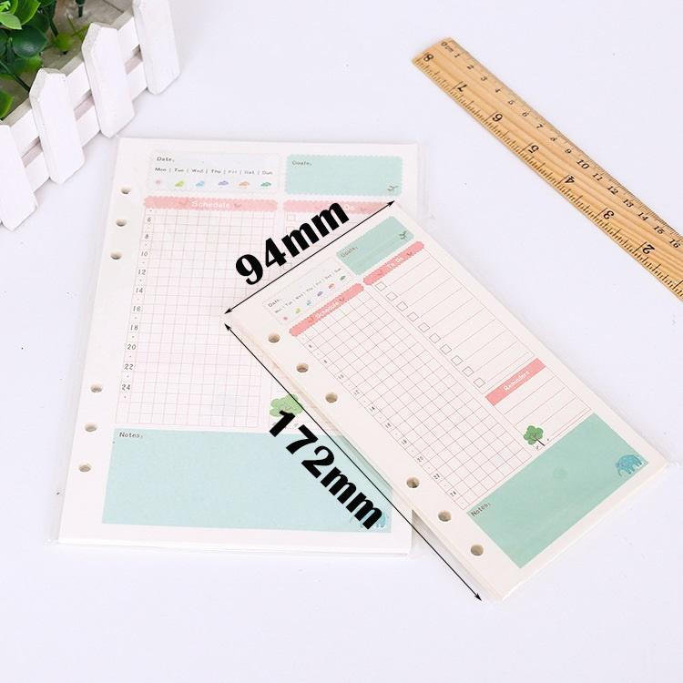 A6 Loose Leaf Notebook Paper Refill Spiral Binder Inner Page Filler Weekly Monthly Schedule Notes Printing Stationery Office School
