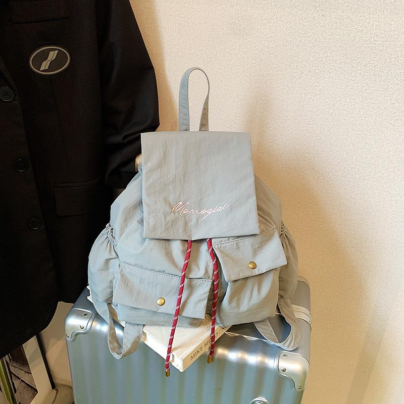 New Korean version of student schoolbag women's high-value commuter travel bag solid color large-capacity casual backpack women