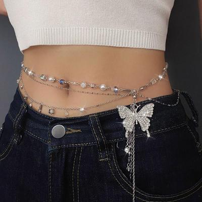 Ceinture décorative papillon brillante tendance pour femmes et filles, ceinture en métal pour chemise, jean, ajustement des jambes, T2N6