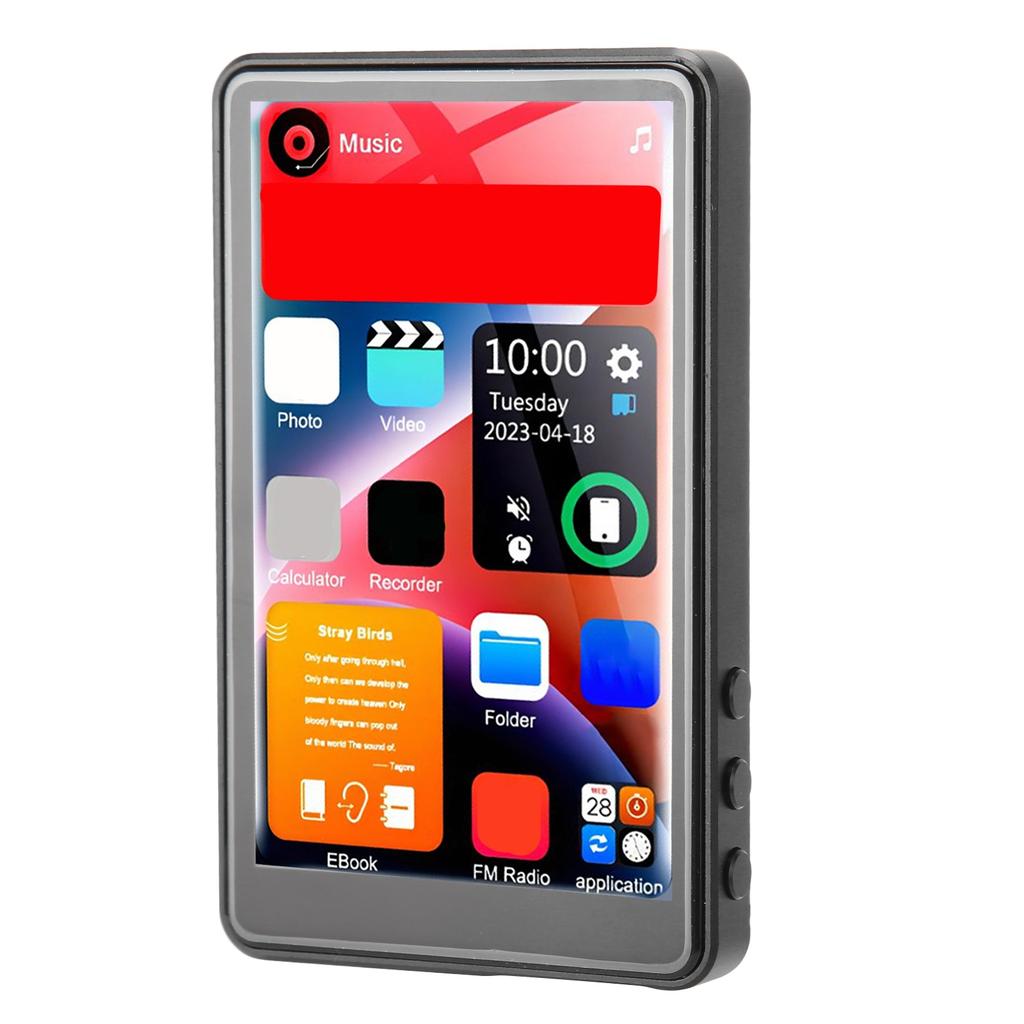 MP3 Player 4 Inch Full Touch Screen HD Noise Reduction Support 1080P FM Radio Recording Bluetooth MP3 Player for Daily