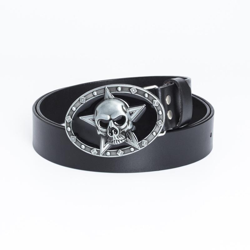 Retro Belt Skull Pentagram Fashion Trend Personality Youth Belt Cowhide Belt
