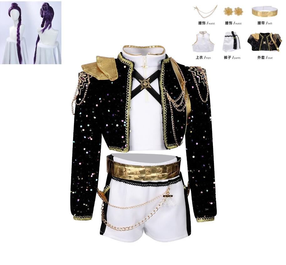 Rumi Cosplay Costume Anime Teenager Adult Girls K-POP Cosplay Outfit Halloween Women Kpop Golden Black
