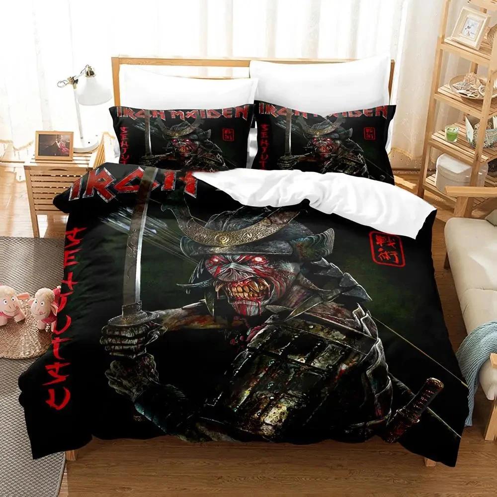 Hip Hop Heavy Metal Maiden 3-piece Cartoon Anime Duvet Cover Sets For Adult Boy bedroom Luxury Printed Bedding Set
