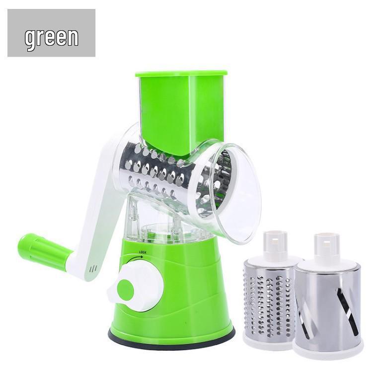 Hand-Cranked Multi-Function Vegetable Slicer: Shredder, Grater & Potato Cheese Cutter зелёный