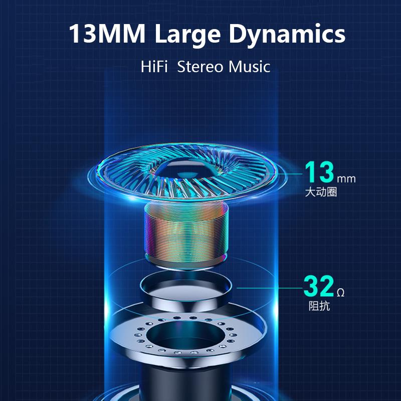 VAORLO Metall trådløse hodetelefoner Maskinstil Super Bass Bluetooth 5.3 HiFi-hodetelefoner for sportshodesett Kult pustelys Støyavbrytelse