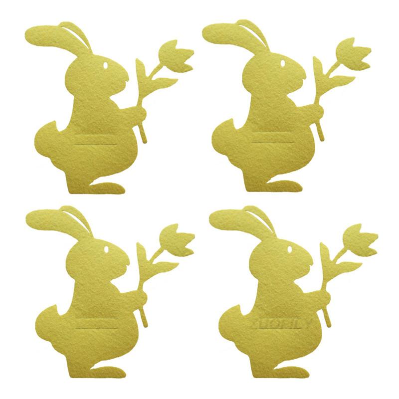 Easter Bunny Knife and Fork Holder 4Pcs/set Easter Eggs Rabbit Cutlery Bags Tableware Organizer Table Decorations Party Supplies