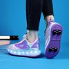 Childrens Skate Shoes USB Light Comfortable Roller-skating Sneakers Outdoor Sports Walking Girls Pink Roller Skate Shoes for Kid