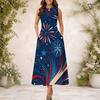 Women Plus Size Keyhole Neck Sleeveless Printed A Line Maxi Dress