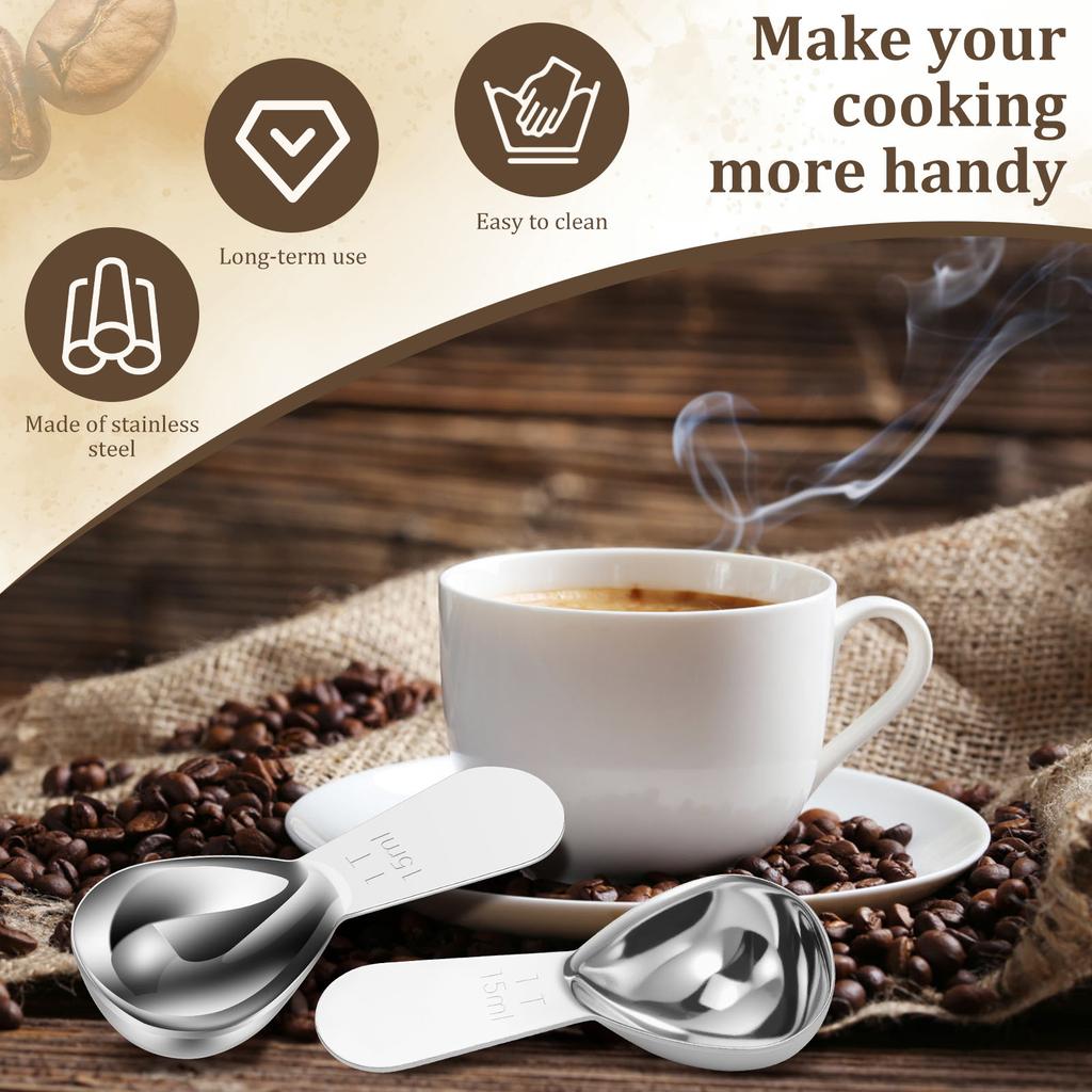 4Pcs Stainless Steel Coffee Spoons Coffee Measuring Scoop Measuring Spoon Beans Tea Sugar Spices Flour Sugar Home Barista Tools