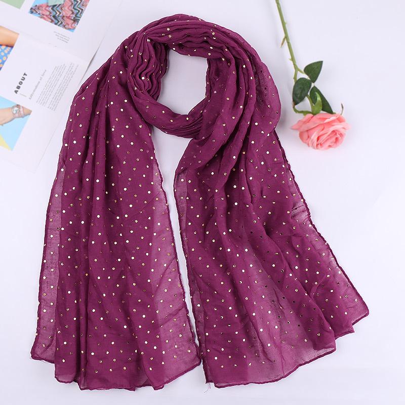 Women Plain Lurex Glitter Loop Dot Viscose Scarf Ladies Shimmer Shawls and Wraps Pashmina Stole Muslim Hijab Sjaal 180*70Cm
