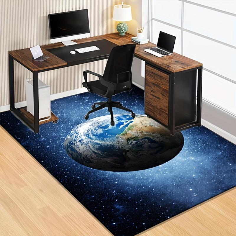 Earth In Space Rug for Modern Living Room - Galaxy Theme Carpet Large Size Area Rug, Futuristic Home Decor Skid Resistant Carpet